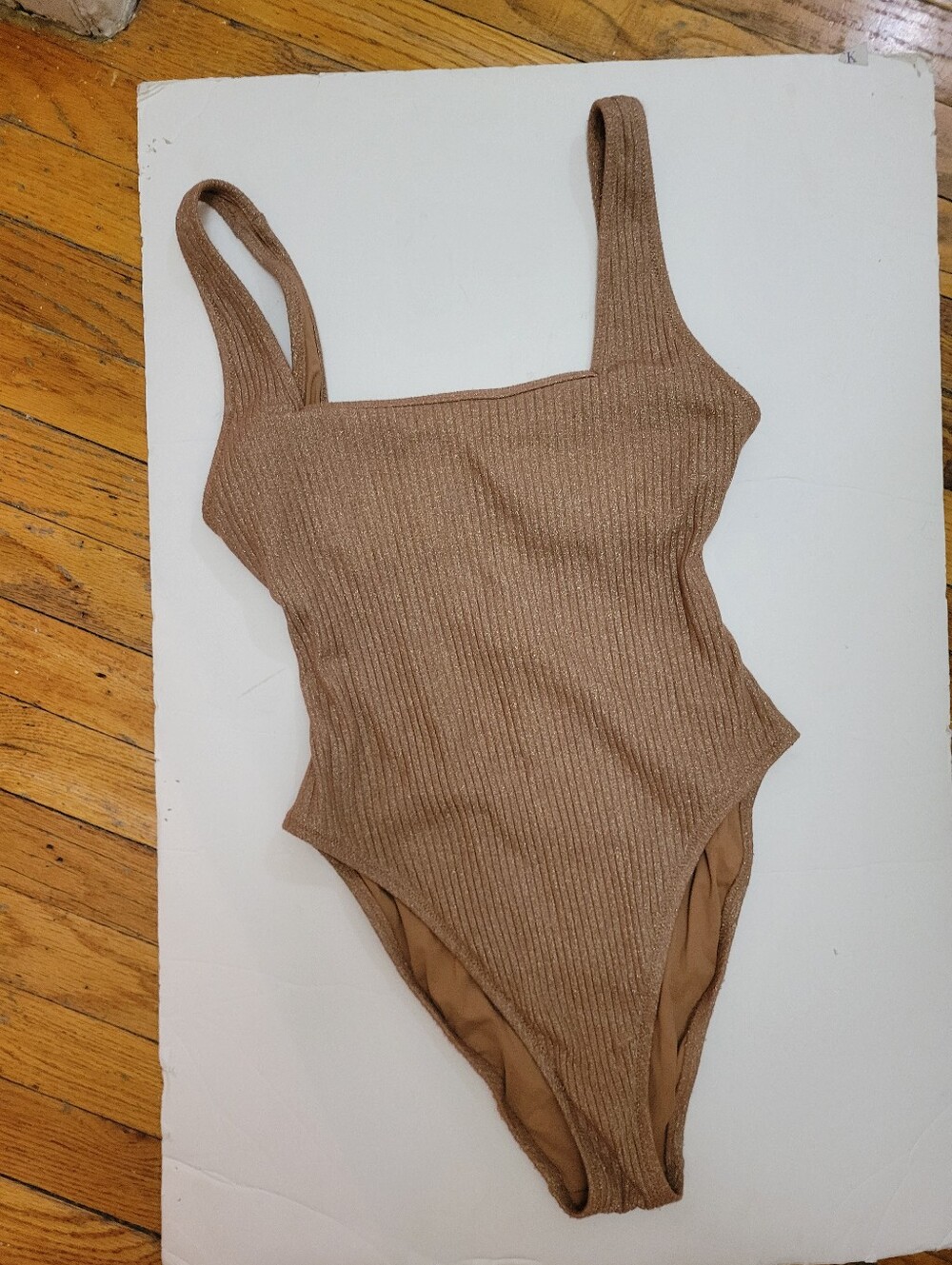 J.Crew Sparkle Rib Squareneck One-Piece Swimsuit Cedar Wood 6